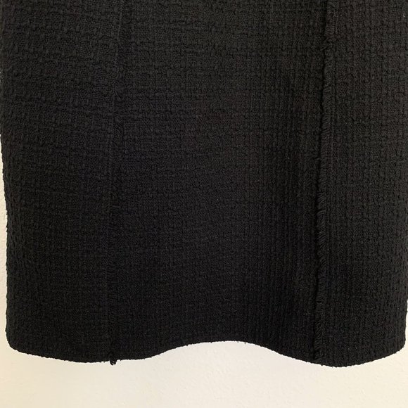 Rebecca Taylor Dress Black Tweed Studded Sleeveless Lamb Leather Fray - Picture 9 of 12